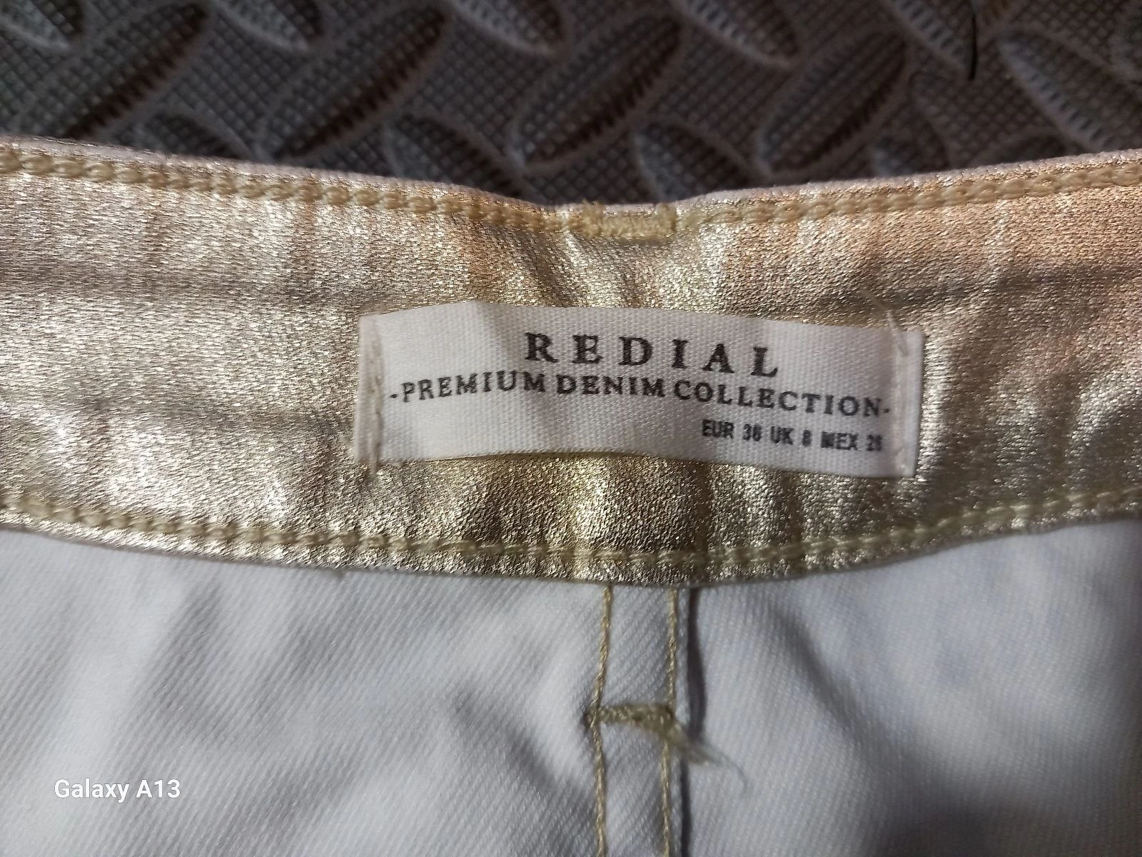 Gouden metallic denim lange rok Redial – Maat S / 36 – photo 3